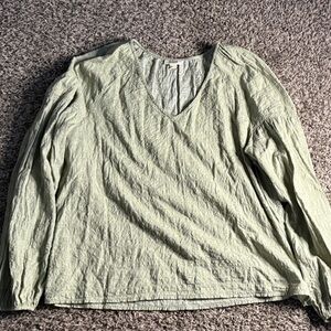 a.n.a Light Green V-Neck Blouse